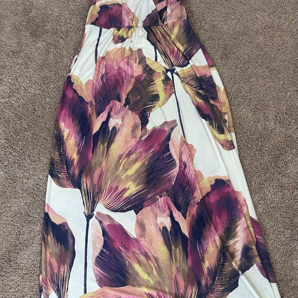 London Times Purple and Pink Maxi A-Line Skirt